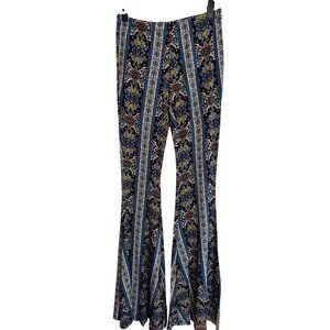 MOD M Womens Fitted Bell Bottom Pants - Boho Floral Print